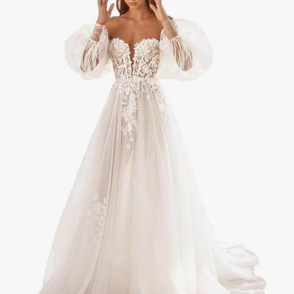 Elegant White Off-Shoulder Lace Dress - Picture 3 of 11